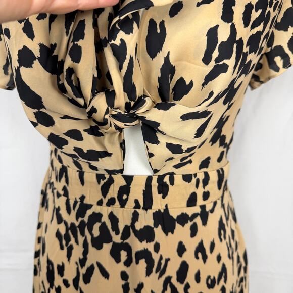 NWT Womens BALTIC BORN Poppy Satin Midi Dress Animal Print Cutout Medium Party - Picture 10 of 16